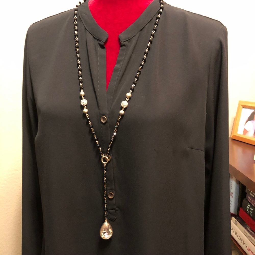 Necklace with Faceted Beads and Crystal Drop